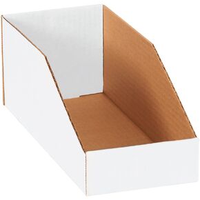 BFBINMT512 Open Top Bin Boxes, 5" x 12" x 4-1/2", White (Pack of 50)