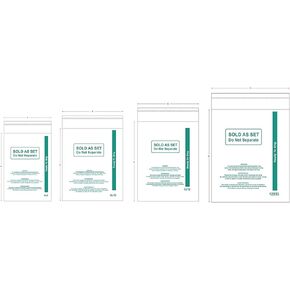 800 (Count) Combo Pack 4 size x 200 (6X9 8X10 9X12 12X15) Clear Poly bags with Suffocation Warning. Self Seal Resealable.