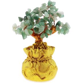 SING F LTD Feng Shui Money Luck Stone Tree Crystal Art Decoration Office Living Room Good Luck Best Gift Green