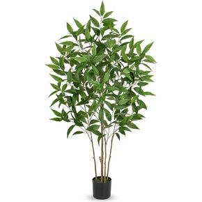 3ft Artificial Eucalyptus Tree, Large Faux Eucalyptus Tree in Black Pot Fake Floor Plant Potted Faux Plants Indoor Tall Artificial Trees for Indoor, Outdoor, House Living Room Office Decor