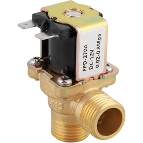 Brass Electric Solenoid Valve Normally Closed Water Inlet Switch,DC 12V DN15 G1/2, 1/2 Electric Solenoid Valve,90 Degrees Right Angle,for Automatic Cleaning