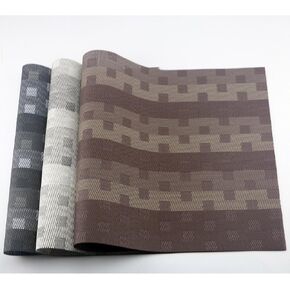 PVC Weave Placemats,Dining Table Mat Anti-Slip,Heat Insulation PlaceMat,Set of 6,black placemat,30x45 cm
