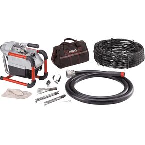 RIDGID 66497 K-60SP-SE 120-Volt Compact Sectional Drain Cleaning Machine Kit with 7/8" x 75' Cable and Attachments