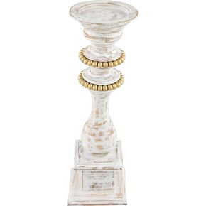 Mud Pie Gold Beaded Candlestick, Small, 14"