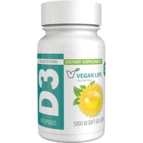 Vitamin D3 Daily Capsules for Adults (5000 IU) - Gluten-Free, Non-GMO, Supports Bone Health and Immune System - 60 Capsules