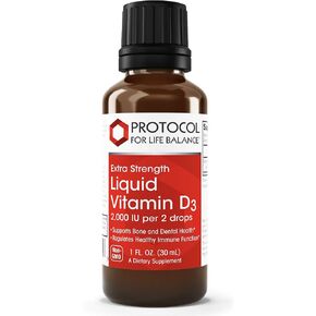 Protocol Liquid Vitamin D3 2,000 IU - Extra Strength - Bone & Teeth Support* - Dietary Supplement for Immunity & Bone Mineralization* - Non-GMO, Halal, Kosher, Keto-Friendly - 536 Servings