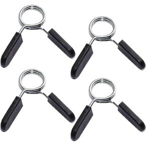 4pcs 1 Inch Barbell Clamps, Spring Clip Collars Bars Clips Fitness Weight Lifting Dumbbell Weight Bar Clip Clamps for Many Gym Equipment Strength Training Accessory