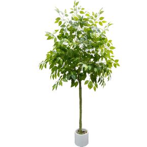 Artificial Eucalyptus Tree, 5ft Fake Silver Dollar Leaves Plant with White Pot, Silk Faux Tree for Indoor House Office Home Living Room Floor Décor