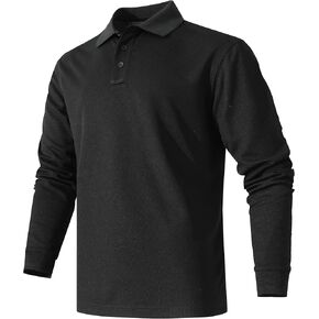 Men's Long Sleeve Polo Shirt Quick-Dry Performance Tactical Golf Shirts Regular-fit Jersey Tennis Shirt