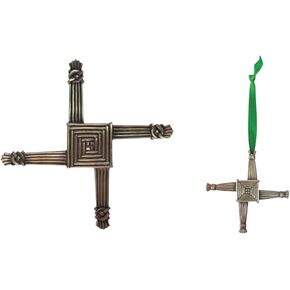 Royal Tara St. Brigid's Cross Set of 2 - Bronze Wall Plaque and Hanging Ornament