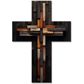 Imahoocool Wooden Wall Hanging Jesus Cross Christian Handcrafted Decorative Religious Home Living Room Cross Hanging Wall Sign for Home Decor