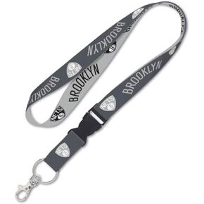 WinCraft Brooklyn Nets Premium Lanyard Keychain, 1 inch Wide Charcoal Edition