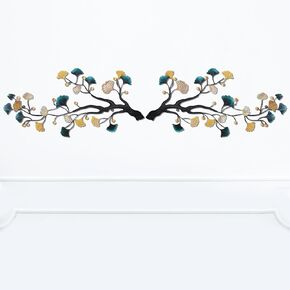XunYee 2 Pcs Metal Leaf Wall Decor Ginkgo Metal Tree Leaf Wall Art Hanging Wall Sculptures Wrought Iron Wall Decor for Bedroom Living Room Office, 11.81 x 6.3 Inches