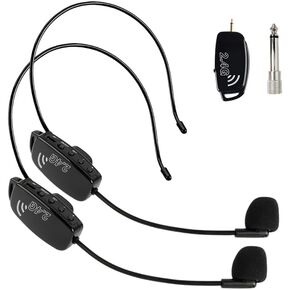 2.4G Wireless Microphone Headset for 2 People,Headset Mic and Handheld Mic 2 in 1,Suitable for Teacher,Yoga and Fitness Instructor,Training,Lecturers