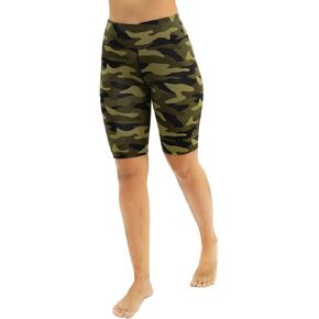 High Waisted Athletic Shorts for Women- Workout Leggings, Capri Yoga Pants, 8.5" Biker Short, XSmall, Camouflage