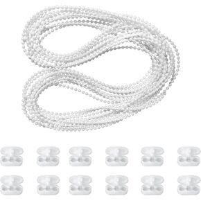 Blind Bead Chain Cord, 10 Meters(32.8 Feets) with 10 Pcs Connectors for Roller Blind Roman Venetian Honeycomb Vertical Shade Blind, Cord for Roller Blind Replacement, White