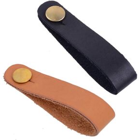 2 Pieces PU-Leather Guitar Headstock Strap Tie Guitar Neck Strap Button Headstock Adapter Black Brown
