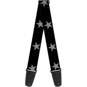 Guitar Strap Star Black Silver 2 Inches Wide