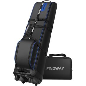 Upgraded Findway Golf Travel Bags for Airlines with Wheels, 1680D Heavy Duty Oxford Wear-Resistant, Soft Foldable Golf Club Bags with Removable Club Protection Foam Liner, Extra Storage Pocket