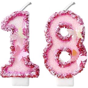 2.8" Rose Gold Glitter Number Candles-Many Colors 18-81st Birthday Gifts Birthday Decorations Birthday Candles Numbers Happy Birthday Candles for Cake 2 Candle for Women for Men (Rose Gold)