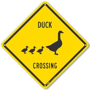 PetKa Signs and Graphics PKAC-0172-NA_10x10 "Duck Crossing" Aluminum Sign, 10" x 10", Black Text with Yellow Background