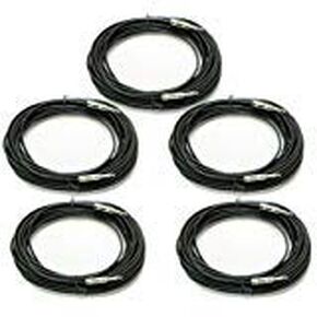 5 Pack: Instrument Acoustic Electric Bass Guitar Keyboard Patch Cable 1/4 Quarter Inch (20ft)
