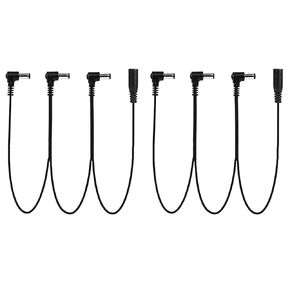 2 Pcs Black 1/3 Daisy Chain Power Cord DC Elbow Three Ways Daisy Chain Power Line DC for Guitar Pedal Power Adapter