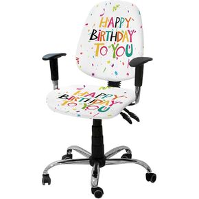 Office Chair Cover Happy Birthday to You Birthday Party Decoration Split Protective Stretch Elastic Universal Cover for Desk Task Chair,Computer Rotating Chair 1pcs