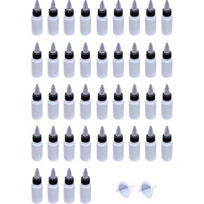 40pcs HDPE Plastic Thin Tip Dropper BottlesSmall Empty Squeeze Dropper Bottles including 2x Mini Funnels Set (1Oz (30ml))