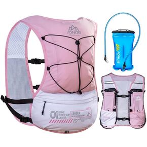 5L Running Hydration Vest Backpack for Men Women, Adjustable & Lightweight, Front & Back Pockets for Essential Storage (Pink with 1.5L Bladder)