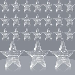 24 Pcs Employee Appreciation Awards for Coworker Acrylic Thank You Gifts Trophy May You Be Proud of The Work You Do Prizes for Adults Colleague Retirement Farewell Motivational Gift (Star)
