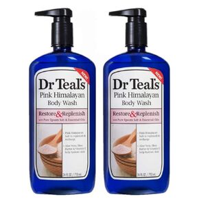 Dr Teal's Pink Himalayan Salt Body Wash Gift Set (2 Pack, 24oz Ea.) - Restore & Replenish Pink Himalayan Salt