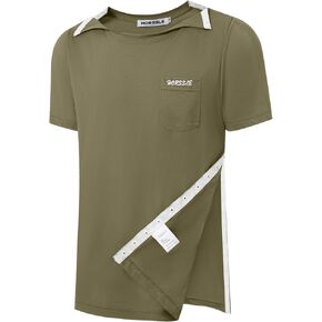 Men's Post Shoulder Surgery Shirts Recovery Tear Away Short Sleeve Full Open Side Snap Dialysis