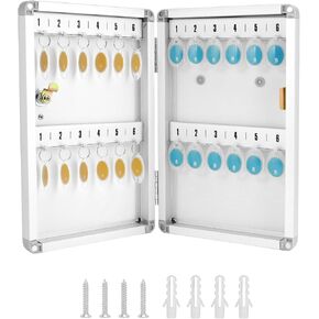 QWORK 24 Position Key Safe Box Aluminum Key Lock Box for Business, School, Home - 32 x 21 x 5.5 cm (12.5 x 8.3 x 2.2 Inch)