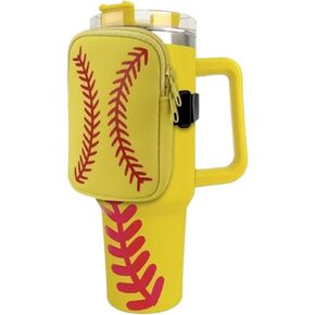 Softball Water Bottle Pouch for Tumbler, Cup Accessories with Strap. Will fit 18-40 Oz Tumblers, Yellow in Saudi Arabia