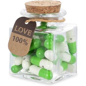 31PCS Cute Capsule Message Love Letters Plastic Capsule Love Letters in Wish Bottle,Lover Gift for Anniversary,Valentines,and Long Distance Relationships-Green