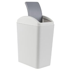 4.5 Gallon Plastic Trash Can with Swing Top, Slim Plastic Kitchen Garbage Can, Gray