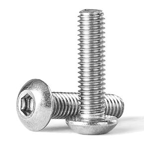 #10-32 x 1" Button Head Socket Cap Screws Bolts 304 Stainless Steel, Allen Hex Drive, Machine Bright Finish Fully Threaded 50PCS