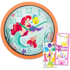 The Little Mermaid Wall Clock - Disney Room Decor Bundle with 10" Ariel Wall Clock Plus Stickers and More for Kids and Adults | The Little Mermaid Gifts