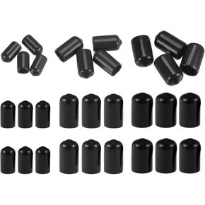 MECCANIXITY Round End Caps Rubber Cover 30pcs 9/32" 3/8" 1/2" Black Screw Protector for Screw Bolt Pipe