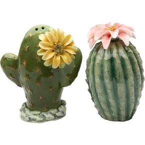 StealStreet SS-CG-20893 3.13" Painted Pair of Cactus Flowers Salt and Pepper Shakers, Green