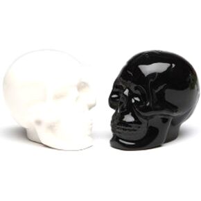 Pacific Giftware 1 X Black & White Ceramic Skull Salt & Pepper Shakers