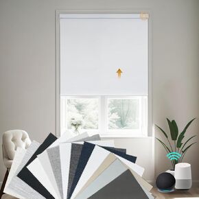 Motorized Smart Blind, Automatic Blackout Roller Shade Compatible with Alexa, Child Safety Rechargeable Battery Blind, Fabric Samples of Motorized Smart Blind,16 Pieces