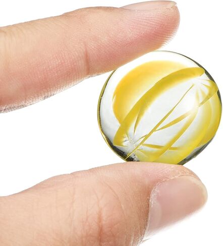 MECCANIXITY Decorative Flat Glass Marbles 28-32mm Rock Vase Filler Beads Pebbles Petal Yellow for Fish Tank Table Scatter Decor, 30 Pcs in Saudi Arabia