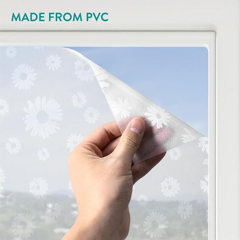 Navaris Privacy Film for Glass Windows - Frosted Window Film - Opaque Self Adhesive Covering - No Adhesives for Easy Application and Removal - Floral Print 2 in Saudi Arabia