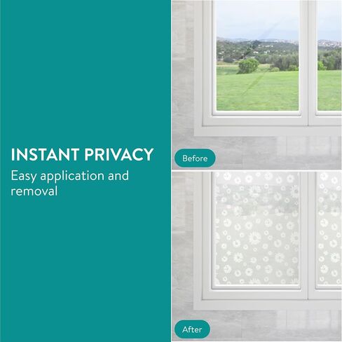 Navaris Privacy Film for Glass Windows - Frosted Window Film - Opaque Self Adhesive Covering - No Adhesives for Easy Application and Removal - Floral Print 2 in Saudi Arabia
