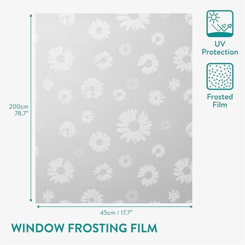 Navaris Privacy Film for Glass Windows - Frosted Window Film - Opaque Self Adhesive Covering - No Adhesives for Easy Application and Removal - Floral Print 2 in Saudi Arabia