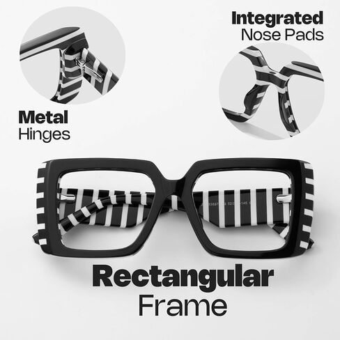 Zeelool Rectangle Glasses Frame for Women Men, Eyeglasses with Non-prescription Clear Lenses & Spring Hinge ZJGA838378 in Saudi Arabia