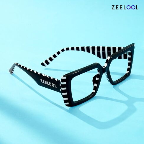 Zeelool Rectangle Glasses Frame for Women Men, Eyeglasses with Non-prescription Clear Lenses & Spring Hinge ZJGA838378 in Saudi Arabia