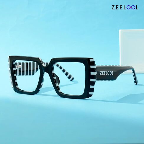 Zeelool Rectangle Glasses Frame for Women Men, Eyeglasses with Non-prescription Clear Lenses & Spring Hinge ZJGA838378 in Saudi Arabia